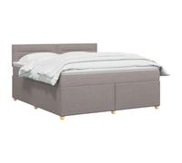 vidaXL Lit boxspring avec Matelas Taupe 140 x 200 cm Tissu, Lit de Chambre, Cadre Box Moderne avec tête réglable, Matelas Ferme, mobilier Soutien pour Un Sommeil paisible