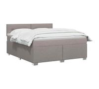 vidaXL Lit boxspring avec Matelas Taupe 160 x 200 cm Tissu, Chambre, Lit Box Spring Moderne, Surface de Sommeil, Tête réglable, Cadre Fonctionnel, Soutien Matelas Cozy