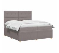 vidaXL Lit boxspring avec Matelas Taupe 160 x 200 cm Tissu, Chambre Moderne, lit rembourré, tête de lit réglable, mobilier Pratique, Matelas à Ressorts, Base à Lattes Confortable