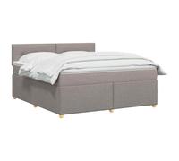 vidaXL Lit boxspring avec Matelas Taupe 180 x 200 cm Tissu, Lit de Chambre, Cadre Box Moderne avec tête réglable, Matelas Ferme, mobilier Soutien pour Un Sommeil paisible