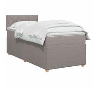 vidaXL Lit boxspring avec Matelas Taupe 90 x 200 cm Tissu, Lit de Chambre, Cadre Box Moderne avec tête réglable, Matelas Ferme, mobilier Soutien pour Un Sommeil paisible