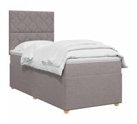 vidaXL Lit boxspring avec Matelas Taupe 90 x 200 cm Tissu | Offre un support parfaitement équilibré, adaptable à la hauteur souhaitée, éclairage USB pratique et économe en énergie