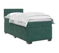 vidaXL Lit boxspring avec Matelas Vert foncé 100 x 200 cm Velours, Chambre contemporaine, Cadre de lit Moderne, tête de lit Ajustable, Matelas Medium Ferme en Velours