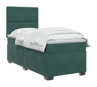 vidaXL Lit boxspring avec Matelas Vert foncé 100 x 200 cm Velours, Chambre, lit Tendance, Velours, tête de lit Ajustable, Matelas Ferme, Sommeil réparateur, idées déco