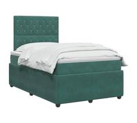 vidaXL Lit boxspring avec Matelas Vert foncé 120 x 190 cm Velours, Chambre Moderne, lit à Ressorts, Matelas réglable, Cadre stylé, Sommeil Confortable à la Maison