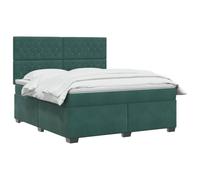 vidaXL Lit boxspring avec Matelas Vert foncé 140 x 200 cm Velours, Chambre, lit Tendance, Velours, tête de lit Ajustable, Matelas Ferme, Sommeil réparateur, idées déco