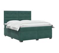 vidaXL Lit boxspring avec Matelas Vert foncé 140 x 200 cm Velours, Chambre, lit Tendance, Velours, tête de lit Ajustable, Matelas Ferme, Sommeil réparateur, idées déco