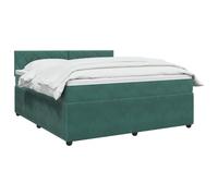 vidaXL Lit boxspring avec Matelas Vert foncé 160 x 200 cm Velours