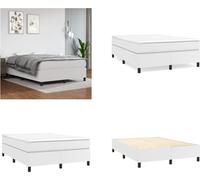 vidaXL Lit Boxspring Blanc 140x200 cm Similicuir - Lit boxspring - Lits boxspring - Lit - Meubles de chambre à coucher