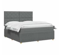 vidaXL Lit boxspring LED avec Matelas Gris foncé 160 x 200 cm Tissu | Éclairage LED pour un charme moderne, hauteur réglable de la tête de lit, matelas à ressorts ensachés pour réglage