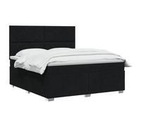 vidaXL Lit boxspring LED avec Matelas Noir 140 x 200 cm Tissu | Éclairage frais pour un style moderne, réglage de la hauteur pour votre confort, améliore le sommeil avec isolation de