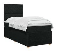 vidaXL Lit boxspring LED avec Matelas Noir 90 x 200 cm Tissu | Éclairage LED pour un charme moderne, hauteur réglable de la tête de lit, matelas à ressorts ensachés pour l'ajustement