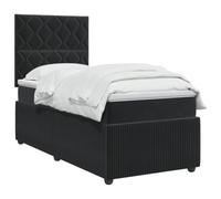 vidaXL Lit boxspring LED avec Matelas Noir 90 x 200 cm Velours | La bande LED intégrée crée une atmosphère cool dans la chambre à coucher, accès facile au rangement sous le lit,