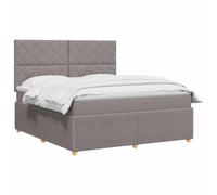 vidaXL Lit boxspring LED avec Matelas Taupe 140 x 190 cm Tissu | Éclairage LED pour un charme moderne, hauteur réglable de la tête de lit, matelas à ressorts ensachés pour réglage