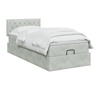 vidaXL Lit coffre avec matelas et LED Gris clair 100 x 200 cm Velours