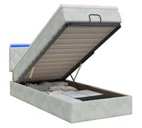 vidaXL Lit coffre avec matelas et LED Gris clair 100 x 200 cm Velours 3457191