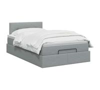 vidaXL Lit Coffre avec Matelas et LED Gris Clair 120 x 200 cm Tissu | Beaucoup d'espace sous le lit pour vos affaires, poignée et vérin à gaz pour un accès confortable, tête de lit en hauteurs de