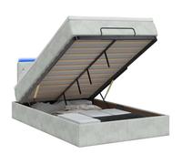 vidaXL Lit coffre avec matelas et LED Gris clair 120 x 200 cm Velours 3457059