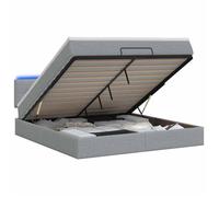 vidaXL Lit coffre avec matelas et LED Gris clair 160 x 200 cm Tissu 3456919