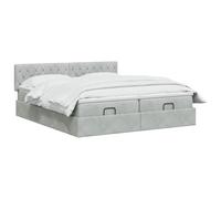 vidaXL Lit coffre avec matelas et LED Gris clair 200 x 200 cm Velours