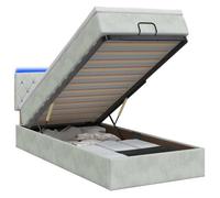 vidaXL Lit ottoman avec matelas et LED Gris clair 90 x 190 cm Velours