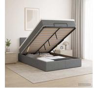 vidaXL Lit coffre avec matelas et LED Gris foncé 120 x 190 cm Tissu 3456892