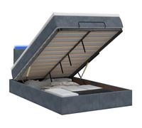 vidaXL Lit coffre avec matelas et LED Gris foncé 120 x 190 cm Velours 3457126