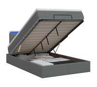 vidaXL Lit coffre avec matelas et LED Gris foncé 120 x 200 cm Tissu 3456982