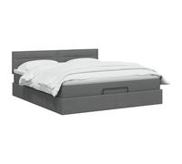 vidaXL Lit coffre avec matelas et LED Gris foncé 140 x 200 cm Tissu