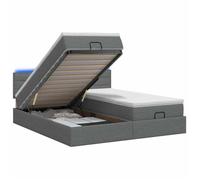 vidaXL Lit coffre avec matelas et LED Gris foncé 200 x 200 cm Tissu 3457260