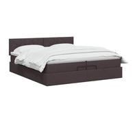 vidaXL Lit Coffre avec Matelas et LED Marron foncé 200 x 200 cm Tissu | Beaucoup d'espace sous le lit pour vos affaires, poignée et levage à gaz pour un accès pratique, tête de lit avec hauteurs de
