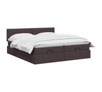 vidaXL Lit Coffre avec Matelas et LED Marron foncé 200 x 200 cm Tissu | Réglez la hauteur comme vous le souhaitez, utilisez l'espace sous le lit pour tout ce qui est possible