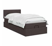 vidaXL Lit coffre avec matelas et LED Marron foncé 90 x 200 cm Tissu