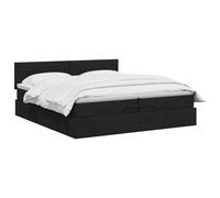vidaXL Lit coffre avec matelas et LED Noir 200 x 200 cm Tissu