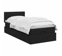 vidaXL Lit coffre avec matelas et LED Noir 90 x 200 cm Tissu