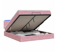 vidaXL Lit coffre avec matelas et LED Rose 140 x 190 cm Velours 3457142