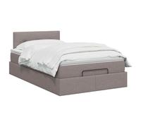 vidaXL Lit Coffre avec Matelas et LED Taupe 120 x 200 cm Tissu | Beaucoup d'espace sous le lit pour vos affaires, poignée et vérin à gaz pour un accès facile