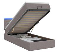 vidaXL Lit coffre avec matelas et LED Taupe 90 x 190 cm Tissu 3456957