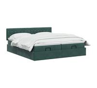 vidaXL Lit coffre avec matelas et LED Vert foncé 200 x 200 cm Velours