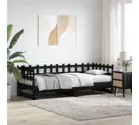 vidaXL Lit coulissant sans matelas noir 2x(90x190) cm Bois massif