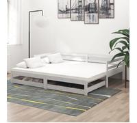 vidaXL Lit coulissant 2x(90x200) cm Blanc Bois de pin massif