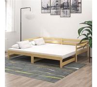 vidaXL Lit coulissant 2x(90x200) cm Bois de pin massif Marron