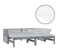 vidaXL Lit coulissant 2x(90x200) cm Gris Bois de pin massif