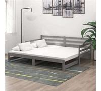 vidaXL Lit coulissant 2x(90x200) cm Gris Bois de pin massif