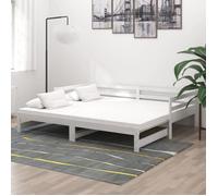 vidaXL Lit coulissant Canapé-lit Bois de pin massif Blanc 2x(90x200) cm