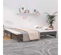 vidaXL Lit coulissant bois massif - Gris