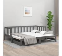 vidaXL Lit coulissant Gris 2x(90x190) cm Bois de pin massif 814666