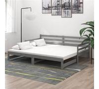 vidaXL Lit coulissant Gris 2x(90x200) cm bois de pin