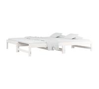 vidaXL Lit Coulissant Lit de Jour Canapé-lit Cadre de Lit d'Invité Lit d'Appoint Canapé de Salon Chambre Blanc 2X(80x200) cm Bois de Pin Massif