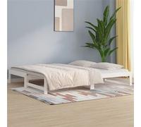 vidaXL Lit coulissant canapé-lit 2x80x200 cm blanc bois de pin massif